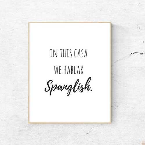 Funny Spanish Quote Printable Wall Art in This Casa We Hablar Etsy