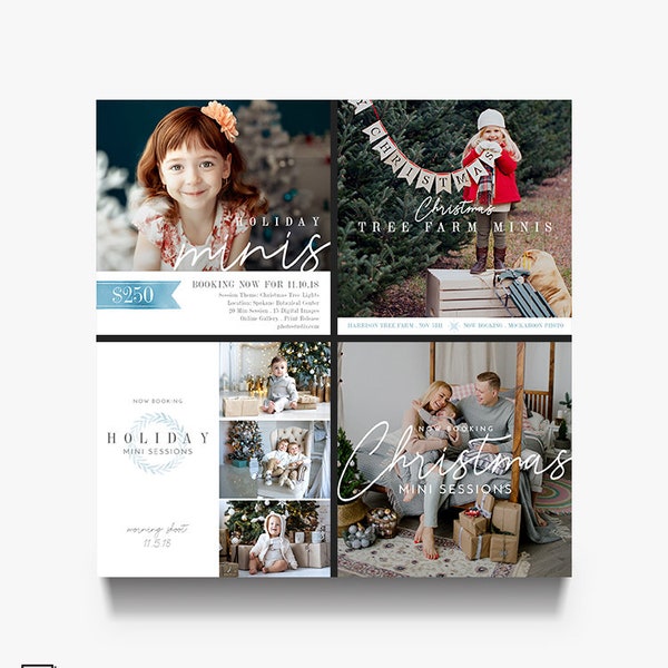 Christmas Mini Session Template Set, Winter Mini Session, Marketing Board, Christmas Template, Holiday Minis, Template for Photographers