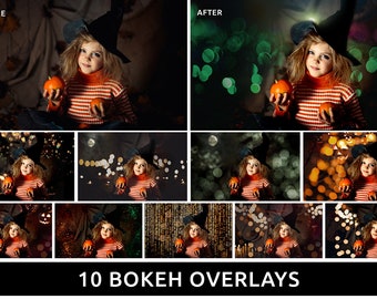 10 Halloween Bokeh Overlays, INSTANT DOWNLOAD