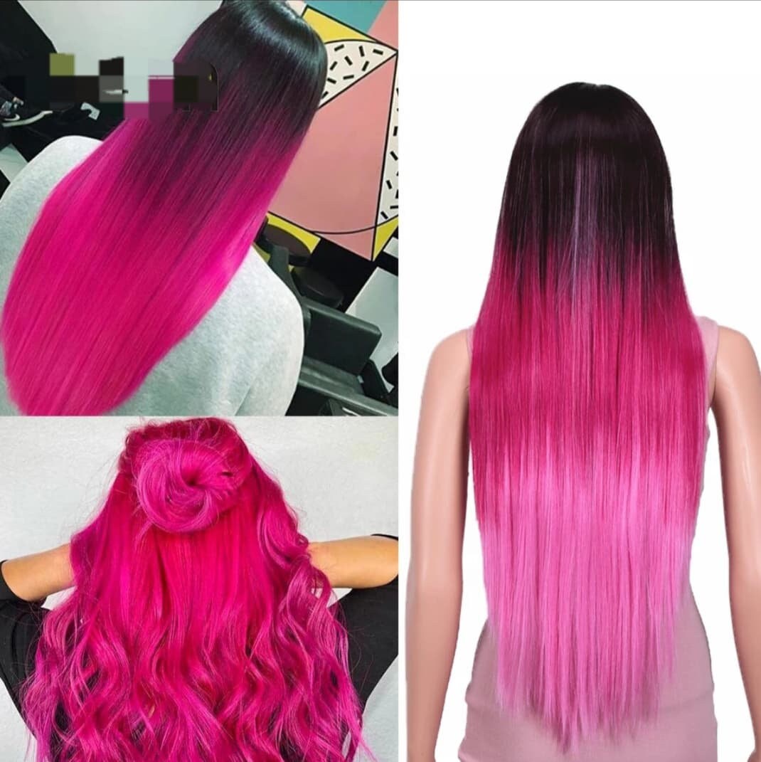 pink and black lace front