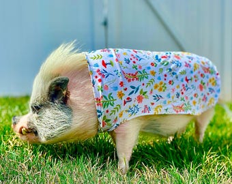 Zomerzonmantel varkensshirt minivarkenskleding met verstelbare nek om zonnebrand te voorkomen voor hangbuikvarkens, boerderijvarkens en varkens