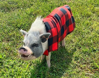 Cozy Collar Sweater Fleece Strap Double Layer Pig Coat with Leash Hole - Mini Pig Clothes, Warm Jacket for Potbelly Pigs, Hogs, & Boars