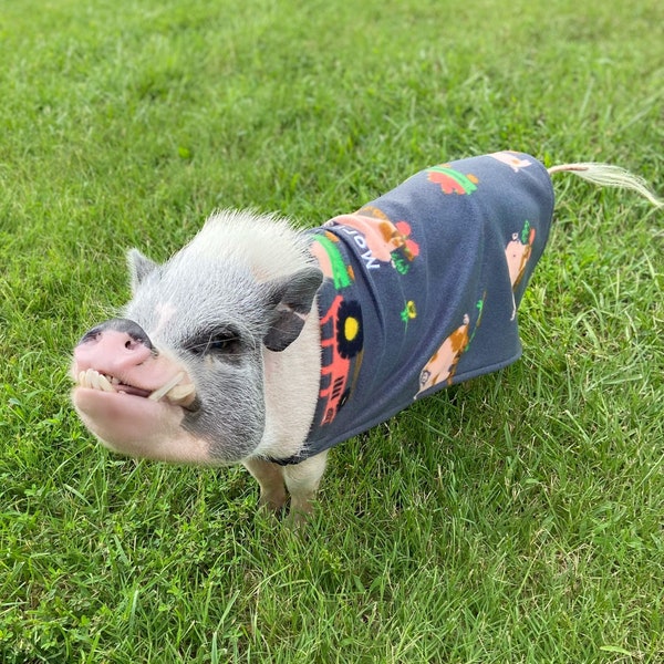 Custom Embroidered Easy-on Cloak Pet Sweater, Mini Pig Clothes, Clothing for Pot Belly Pigs