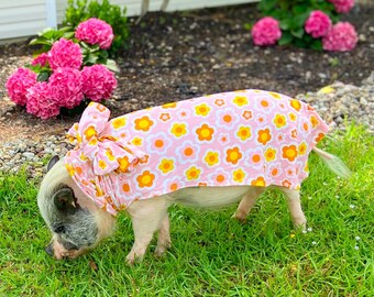Summer Sun Tie Neck Shirt, Mini Pig and Potbelly Pig Clothing to Prevent Sunburn on Skin from Sun UV Rays