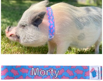 Pet Pig Collar Elastic Name Tag - Customize Your Saying, Personalized Info, Sublimated Neckband