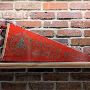 1950s Ohio State University Buckeye NCAA Large Vintage Pennant- Authentic Collegiate Sports Memorabilia