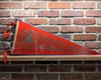 1950s Ohio State University Buckeye NCAA Large Vintage Pennant- Authentic Collegiate Sports Memorabilia