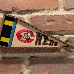 Framed 1970s Cincinnati Reds MLB Vintage Mini Pennant – Authentic Sports Memorabilia