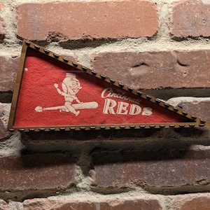 Framed 1960s Cincinnati Reds Red Legs MLB Vintage Mini Pennant – Authentic Sports Memorabilia