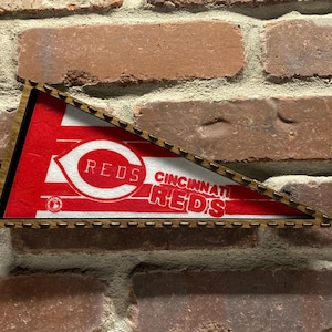 Framed 1990s Cincinnati Reds MLB Vintage Mini Pennant – Authentic Sports Memorabilia