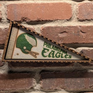 Framed 1980s Philadelphia Eagles NFL Vintage Mini Pennant – Authentic Sports Memorabilia