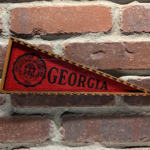 Framed 1950s University of Georgia Bulldogs Vintage NCAA Mini Pennant- Authentic Collegiate Sports Memorabilia
