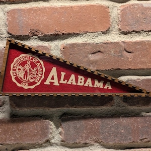 Framed 1950s University of Alabama Crimson Tide Vintage NCAA Mini Pennant- Authentic Collegiate Sports Memorabilia