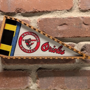 Framed 1970s Baltimore Orioles MLB Vintage Mini Pennant – Authentic Sports Memorabilia