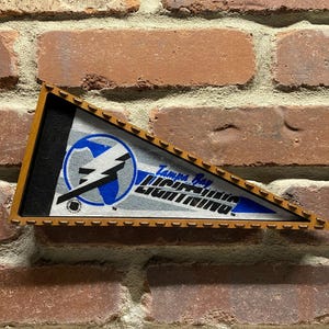 Framed 1990s Tampa Bay Lightning NHL Vintage Mini Pennant – Authentic Sports Memorabilia