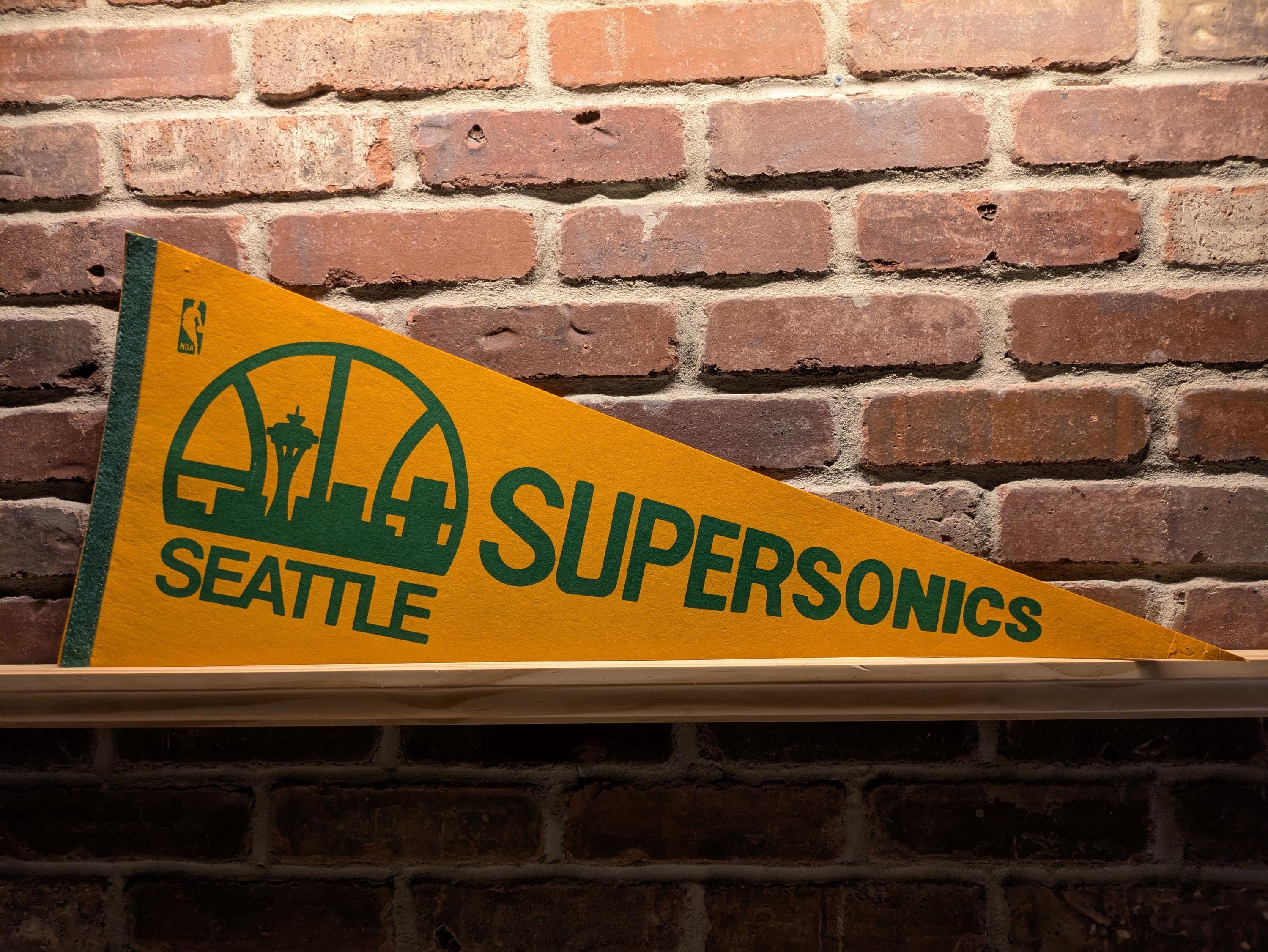 1970s Seattle Supersonics NBA Large Vintage Pennant - Authentic Sports Memorabilia