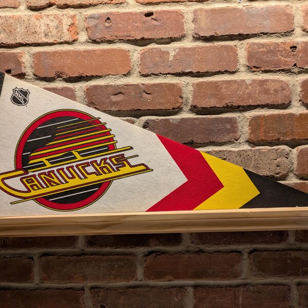 1980s Vancouver Canucks NHL Large Vintage Pennant - Authentic Sports Memorabilia
