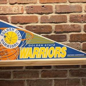 1990s Golden State Warriors NBA Large Vintage Pennant - Authentic Sports Memorabilia