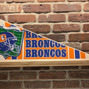 1980s Denver Broncos NFL Large Vintage Pennant - Authentic Sports Memorabilia