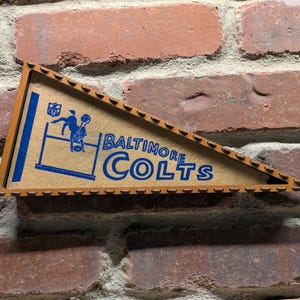 Framed 1970s Baltimore Colts NFL Mini Vintage Pennant – Authentic Sports Memorabilia