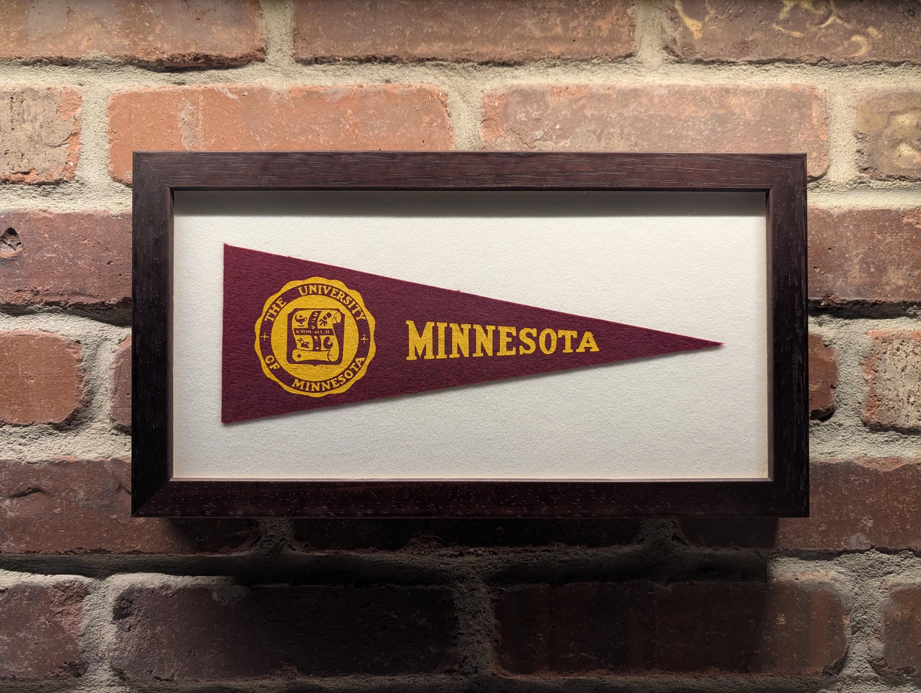 Framed 1950s Minnesota Golden Gophers NCAA Vintage Mini Pennant