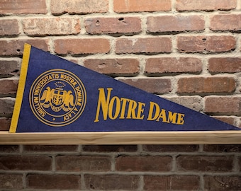 1970s Notre Dame Fighting Irish NCAA Large Vintage Pennant - Authentic Sports Memorabilia