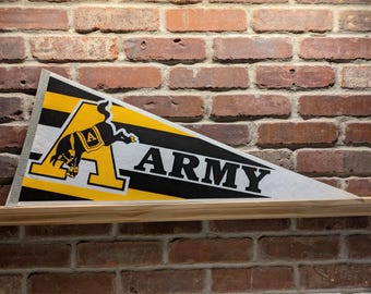 1980s US Army Black Knights United States Military Academy Mule USMA Large Vintage Pennant- Authentic Collegiate Sports Memorabilia
