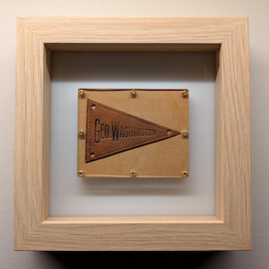 1930s Framed George Washington University Pennant Patch - Leather Premium - Vintage College Memorabilia – Authentic Sports Memorabilia
