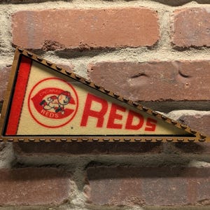Framed 1980s Cincinnati Reds MLB Vintage Mini Pennant – Authentic Sports Memorabilia