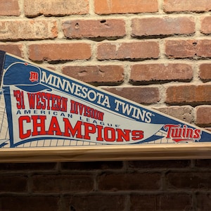Banderín vintage grande de los Minnesota Twins del Campeonato Mundial de 1991: recuerdos deportivos auténticos