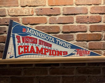 Banderín vintage grande de los Minnesota Twins del Campeonato Mundial de 1991: recuerdos deportivos auténticos