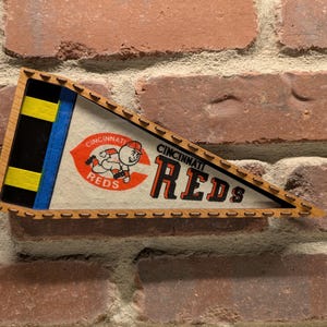 Framed 1970s Cincinnati Reds MLB Vintage Mini Pennant – Authentic Sports Memorabilia
