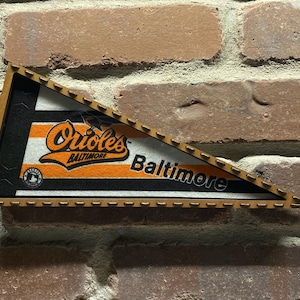 Framed 1990s Baltimore Orioles MLB Vintage Mini Pennant – Authentic Sports Memorabilia