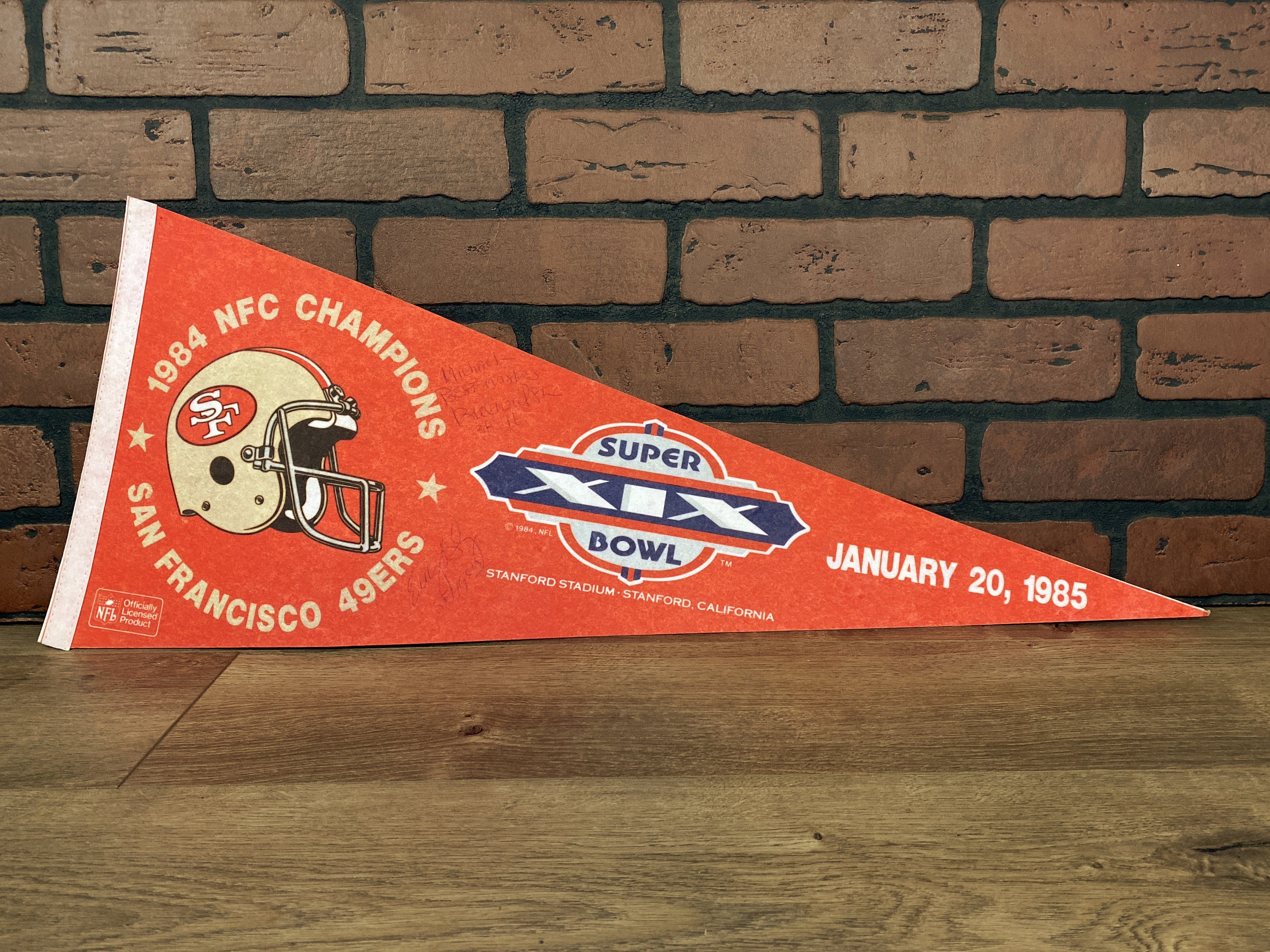 1985 San Francisco 49ers Super Bowl NFL Large Vintage Pennant 