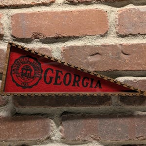 Framed 1950s University of Georgia Bulldogs Vintage NCAA Mini Pennant- Authentic Collegiate Sports Memorabilia