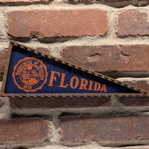 Framed 1950s University of Florida Gators Vintage NCAA Mini Pennant- Authentic Collegiate Sports Memorabilia