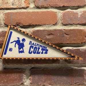 Framed 1970s Baltimore Colts NFL Mini Vintage Pennant – Authentic Sports Memorabilia