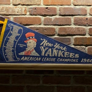 1960 New York Yankees Championship MLB Large Vintage Pennant – Authentic Sports Memorabilia
