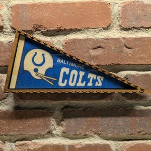 Framed 1980s Baltimore Colts NFL Mini Vintage Pennant – Authentic Sports Memorabilia