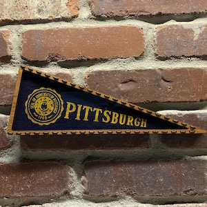 Framed 1950s University of Pittsburgh Panthers Pitt Vintage NCAA Mini Pennant- Authentic Collegiate Sports Memorabilia