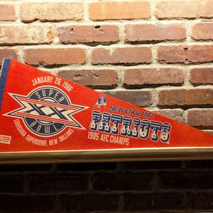 1980s New England Patriots Super Bowl NFL Large Vintage Pennant – Authentic Sports Memorabilia