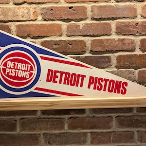 1980s Detroit Pistons NBA Large Vintage Pennant - Authentic Sports Memorabilia