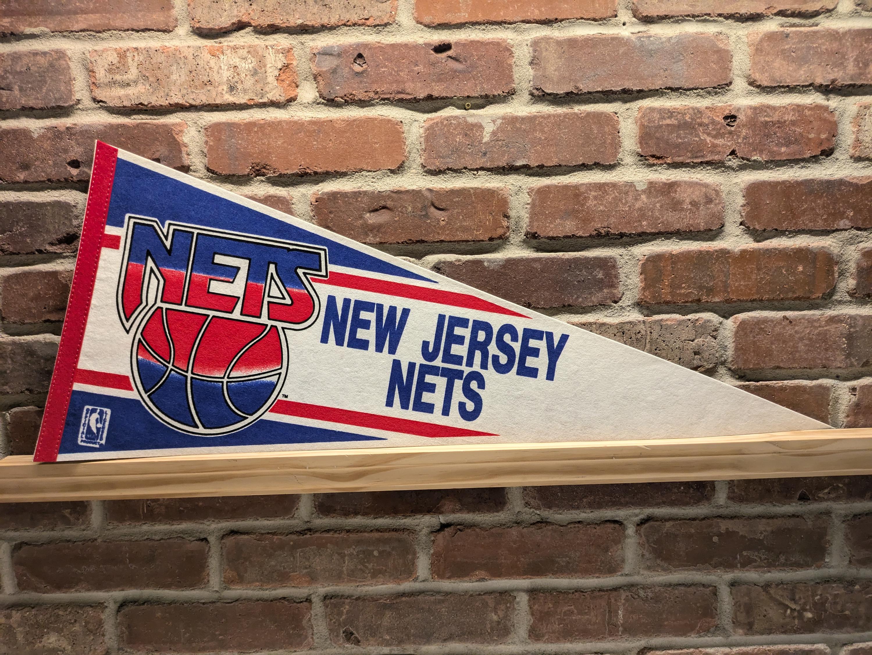 1990s New Jersey Nets NBA Large Vintage Pennant - Authentic Sports