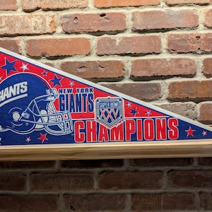 1991 New York Giants Super Bowl XXV NFL Large Vintage Pennant - Authentic Sports Memorabilia