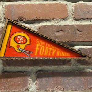 Framed 1980s San Francisco 49ers NFL Vintage Mini Pennant – Authentic Sports Memorabilia