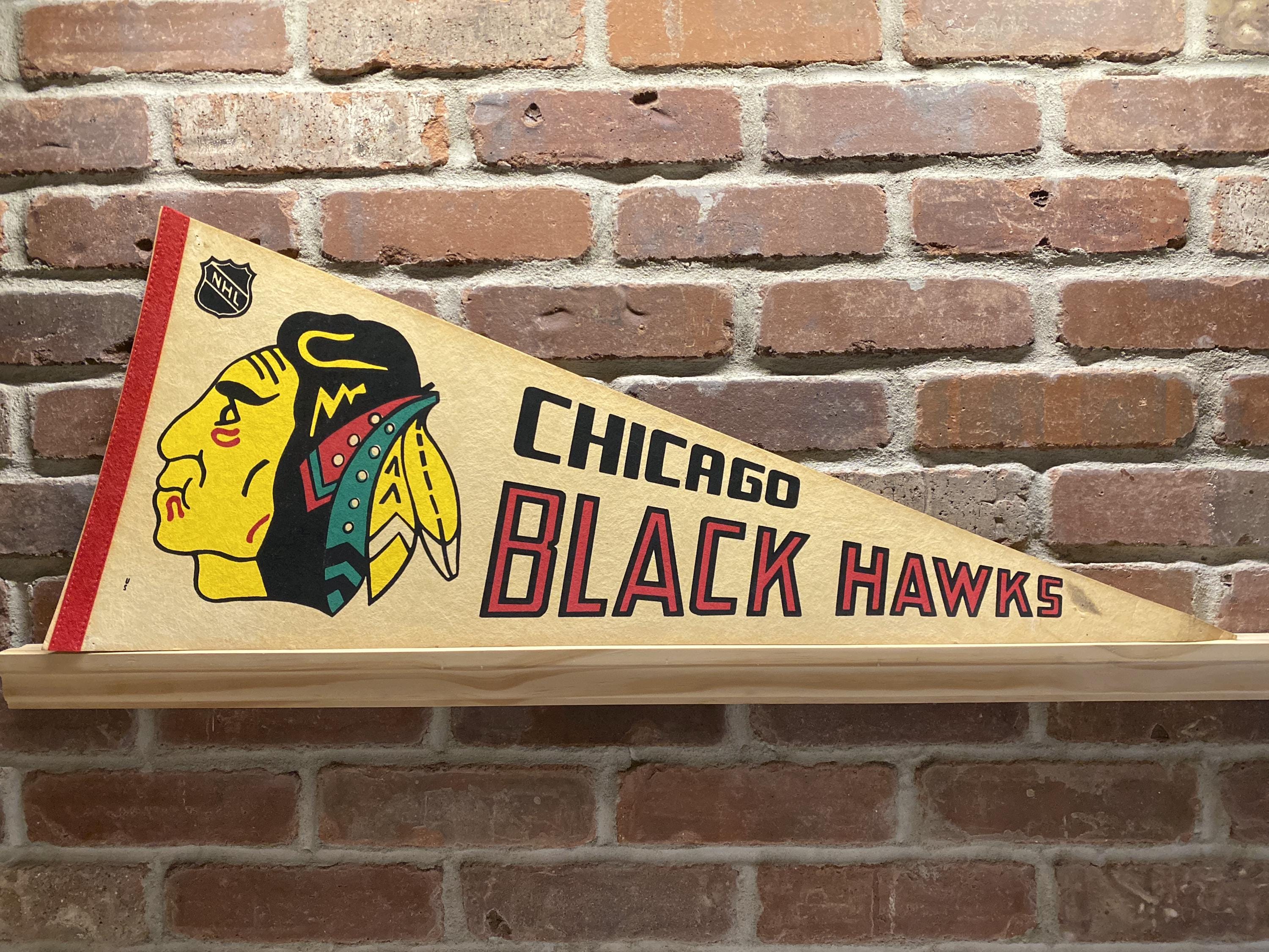 1970s Chicago Blackhawks Black Hawks NHL Large Vintage Pennant
