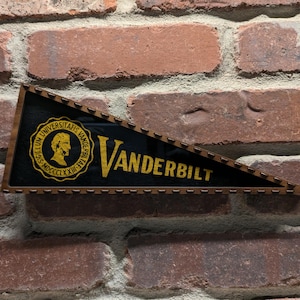 Framed 1950s Vanderbilt University Commodores Vintage NCAA Mini Pennant- Authentic Collegiate Sports Memorabilia