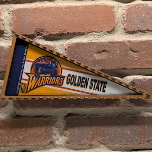 Framed 1990s Golden State Warriors NBA Vintage Mini Pennant – Authentic Sports Memorabilia