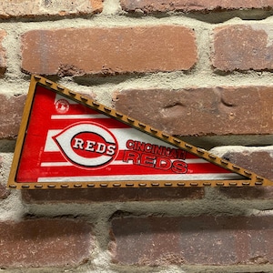Framed 1990s Cincinnati Reds MLB Vintage Mini Pennant – Authentic Sports Memorabilia
