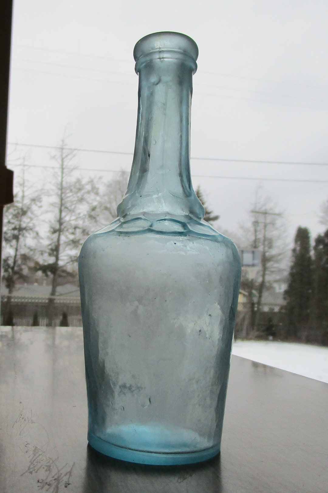 Vintage Mint Sauce Bottle Blue Etsy